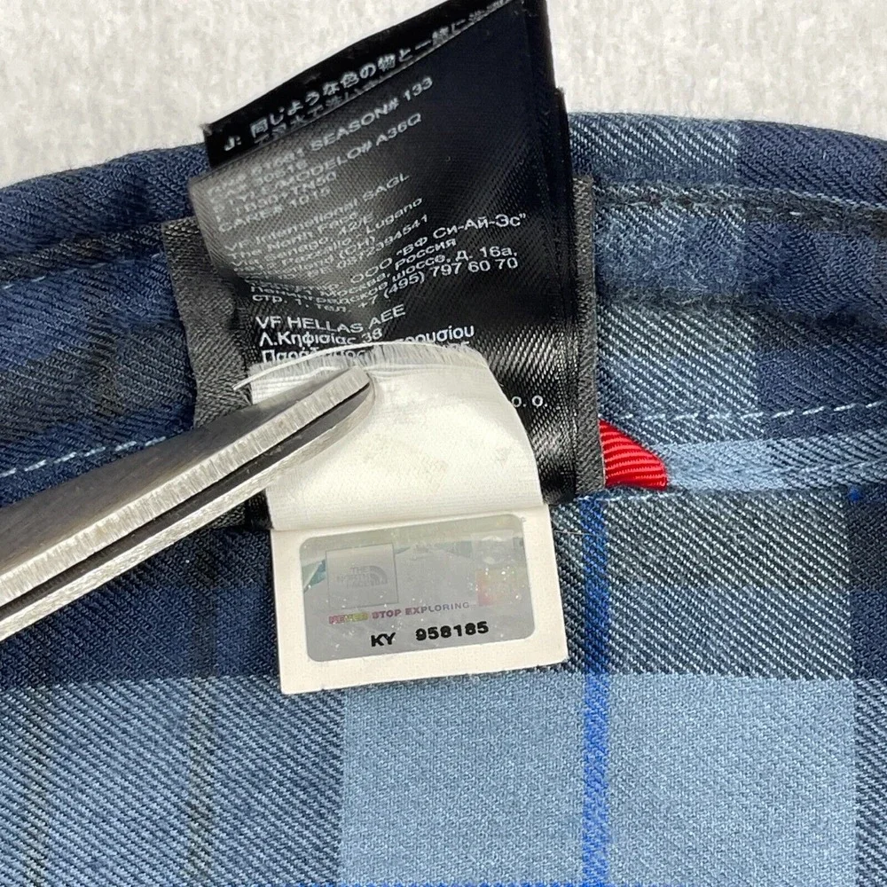 North Face Shirt Mens Small Blue Plaid‎ Snap Outdoors Camping Hiking Travel Work